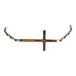 Italian Gold Vermeil Sterling Silver 925 Horizontal Crucifix Cross Bracelet 7"